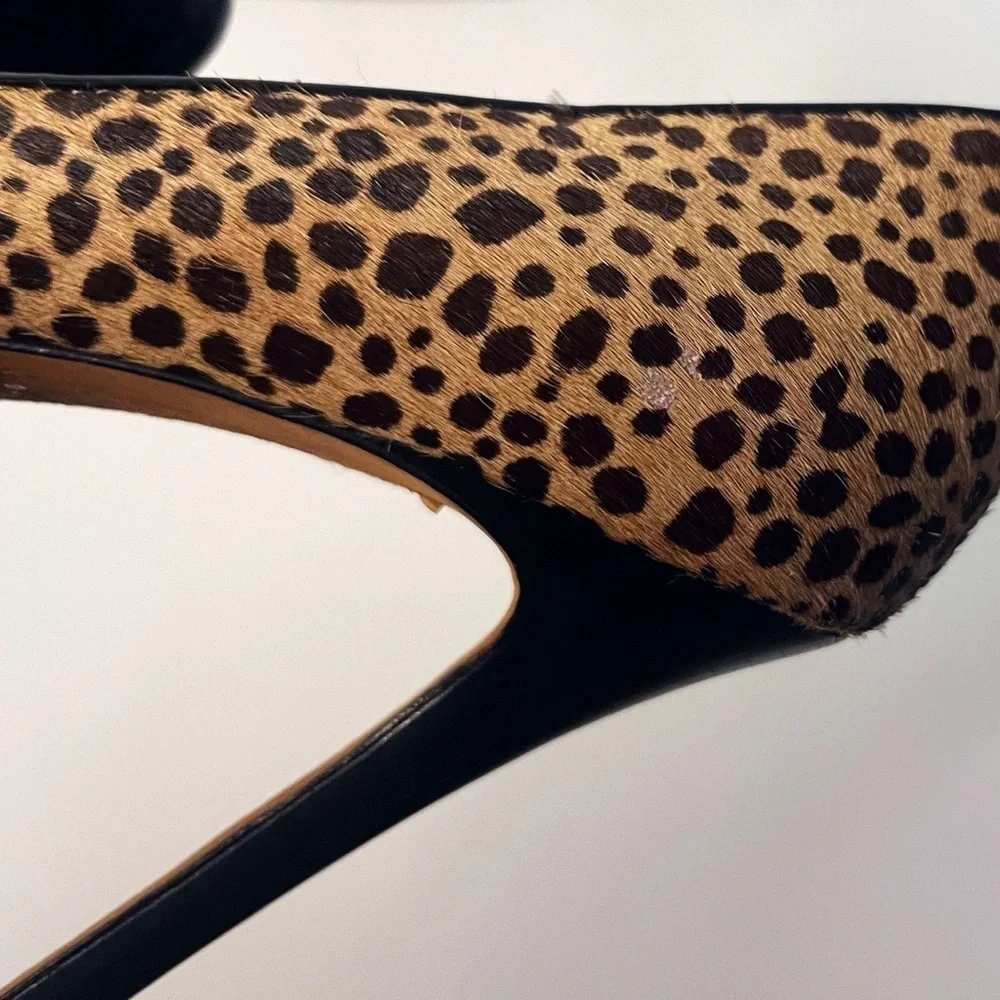 Y2K Ann Taylor Fur Cheetah Print Platform Heels Fall Chic Office Holiday Party